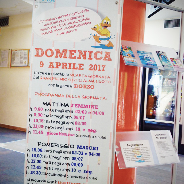 Programma delle gare di nuoto.